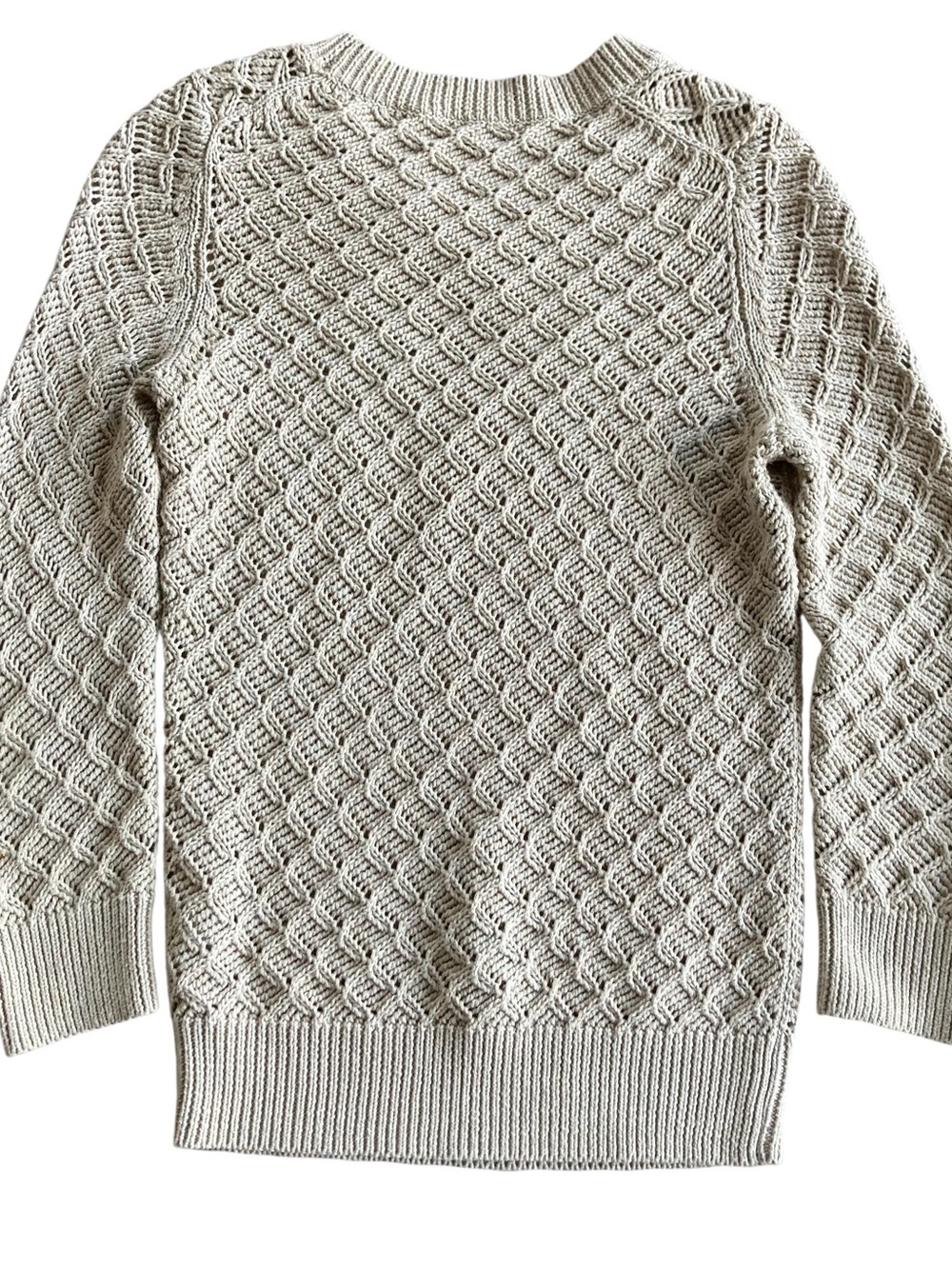 Banana Republic Oatmeal Textured Knit Sweater XS Quiet Luxury Coastal Grandma - Picture 6 of 7